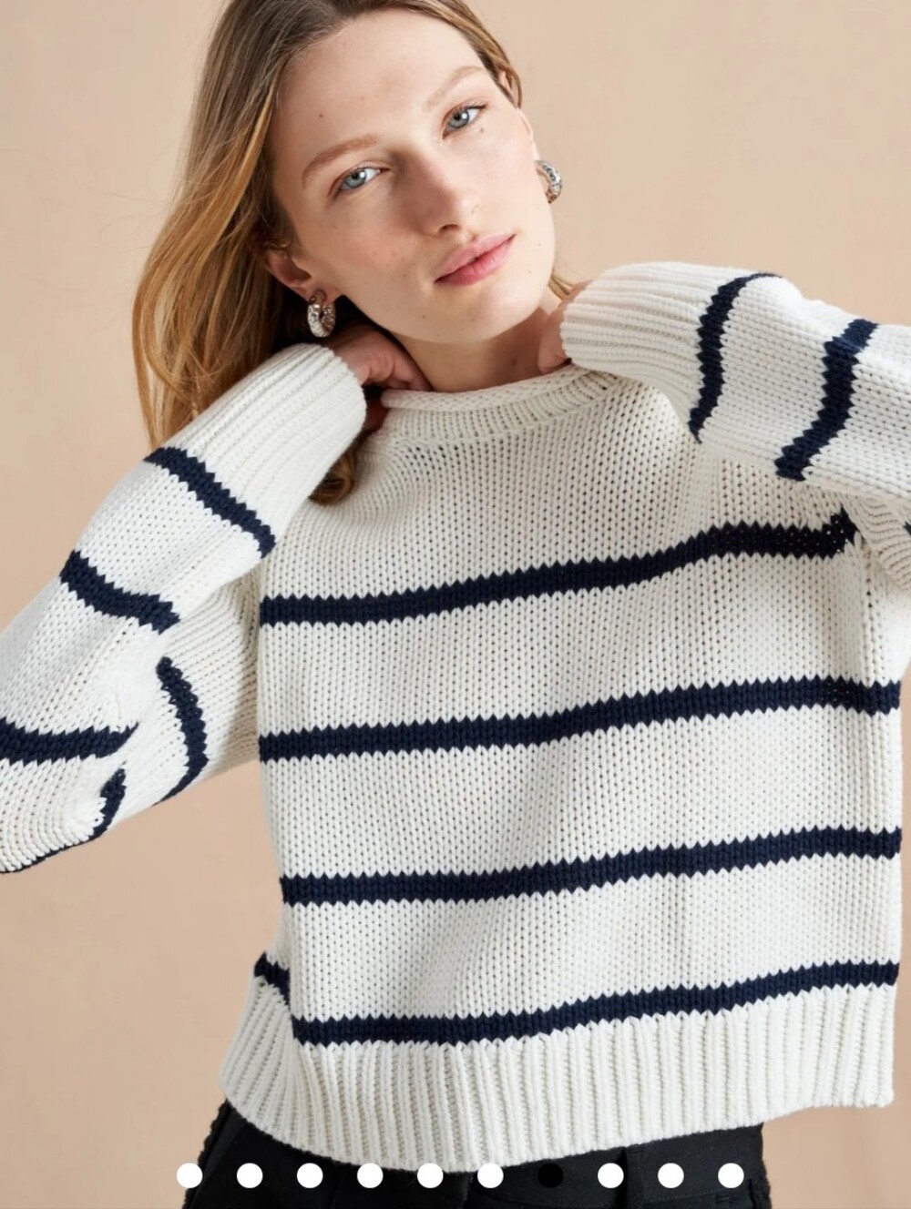 La Ligne New York Mini Marina Sweater White Blue Stripe 100% Cotton Msrp $250